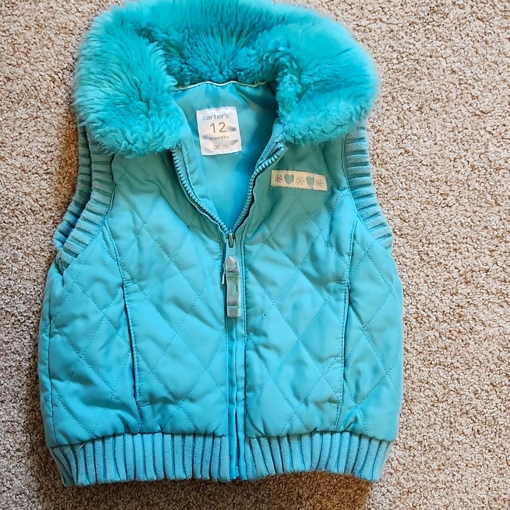 Blue Vest Fur Collar